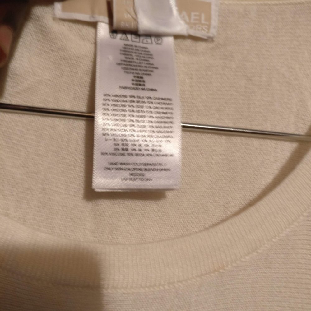 Designer MICHEAL KORS Cream CASHMERE+SILK Cape Pullover Sweater S - Picture 7 of 8